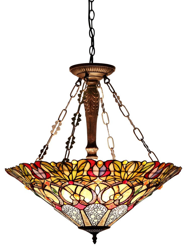 CASSANDRA Tiffany-style 3 Light Victorian Inverted Ceiling Pendant Fixture 22inc