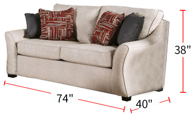 Fabric Upholstered Loveseat With Curved Shelter Arms, Ivory