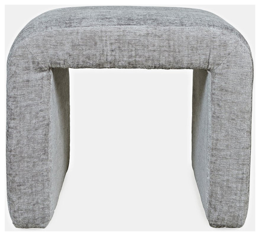 Luxury Curved Upholstered Waterfall Jacquard Petite Ottoman Bench - Set of 2