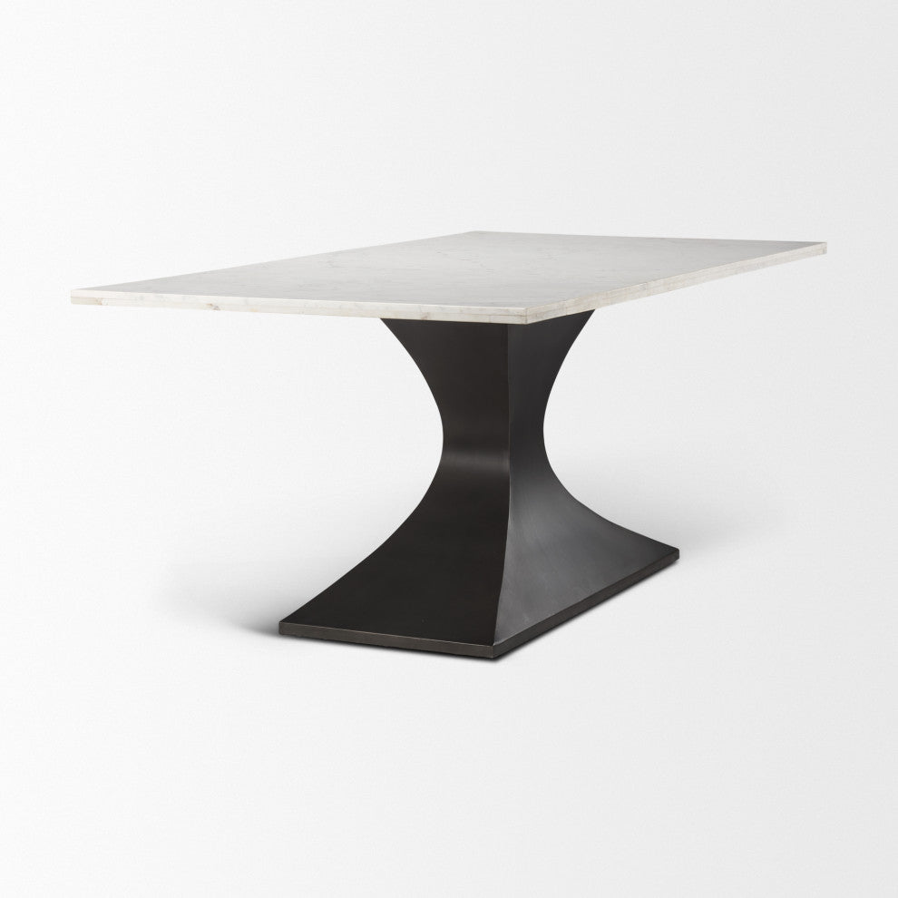 Maxton 79.0L x 39.0W x 30.0H Marble Top Dining Table