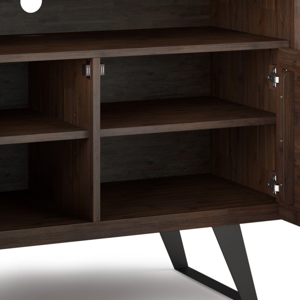 Lowry SOLID ACACIA WOOD TV Media Stand For TVs up to 70 inches, Charcoal Brown