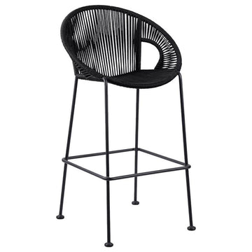 Armen Living Acapulco 26" Indoor Outdoor Fabric Counter Stool in Black