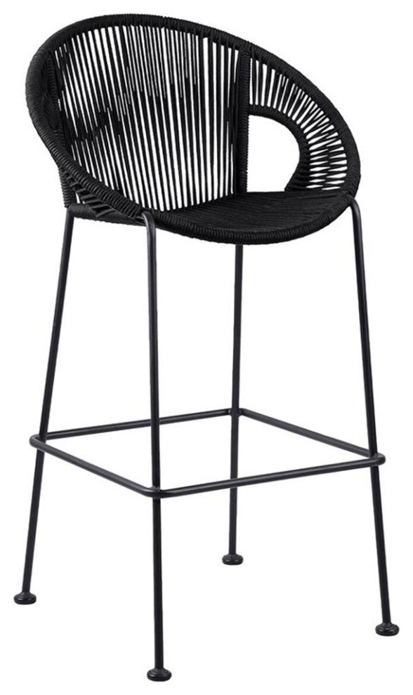 Armen Living Acapulco 26" Indoor Outdoor Fabric Counter Stool in Black