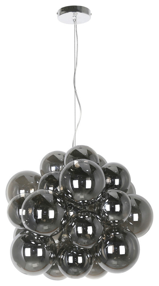 6-Light Halogen Pendant, Polished Chrome With Smoked Glass