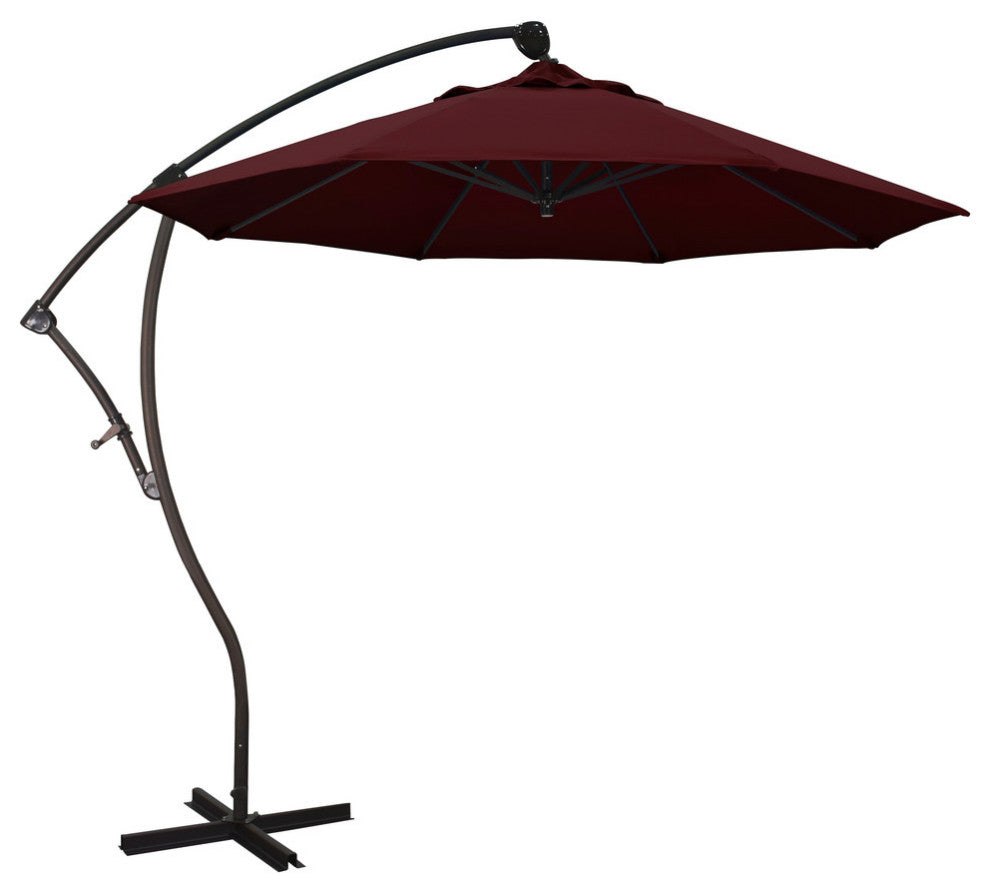 9' Cantilever Umbrella Deluxe Crank Lift, Bronze, Pacifica, Burgundy