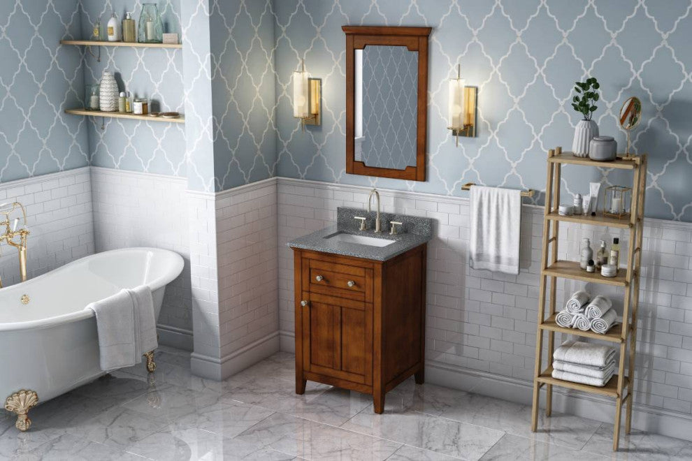 Chatham Traditional 24" Chocolate Single Sink Vanity, Boulder Cultured Marble Va