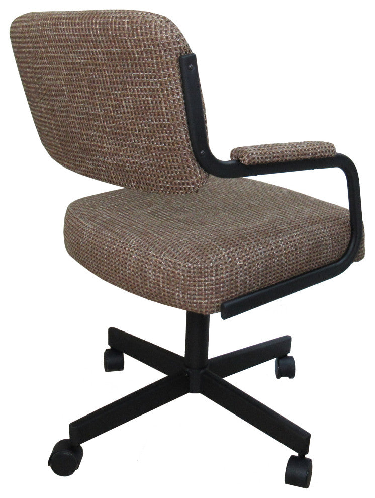 Swivel Tilt Kitchen Caster Chair with Wheels - M-110, Checkered, Brown