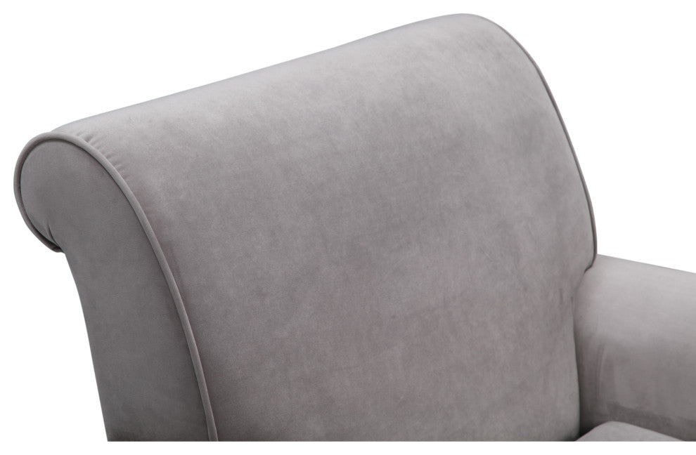Rustic Manor Donna Accent Chair Saber Back Leg, Velvet, Gray
