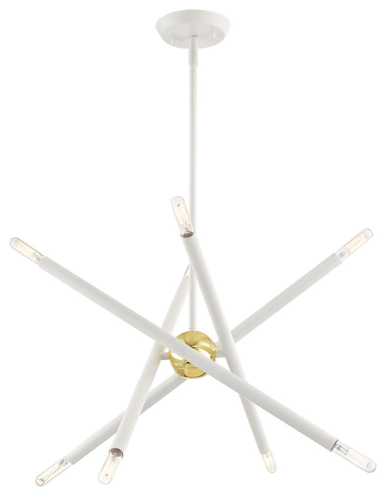 Livex Lighting Soho 8 Light White With Polished Brass Accents Chandelier
