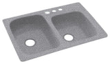 Swan 33x22x9 Solid Surface Kitchen Sink, 3-Hole, Gray Granite