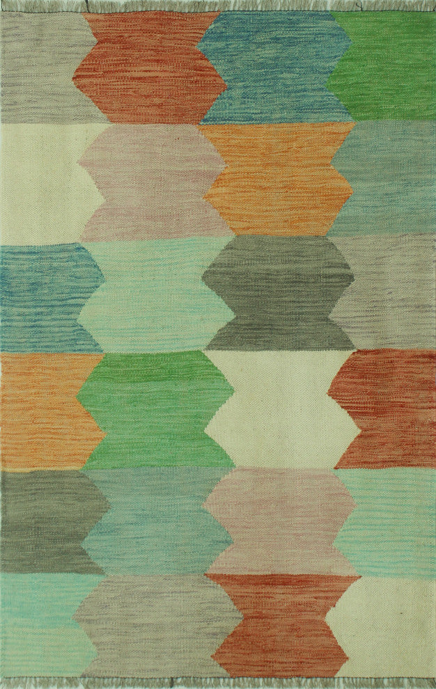 Winchester Kilim Sana Ivory/Rust Rug, 3'2x4'11