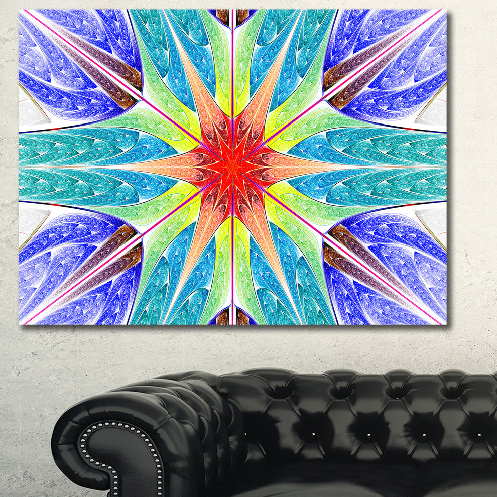 Extraordinary Fractal Blue Design, Oversized Abstract Canvas Art Print, 60x40