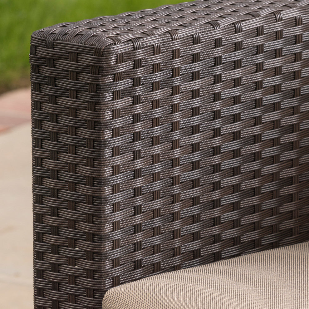 GDF Studio Venice Outdoor 4-Piece Wicker Sofa Set With Cushions