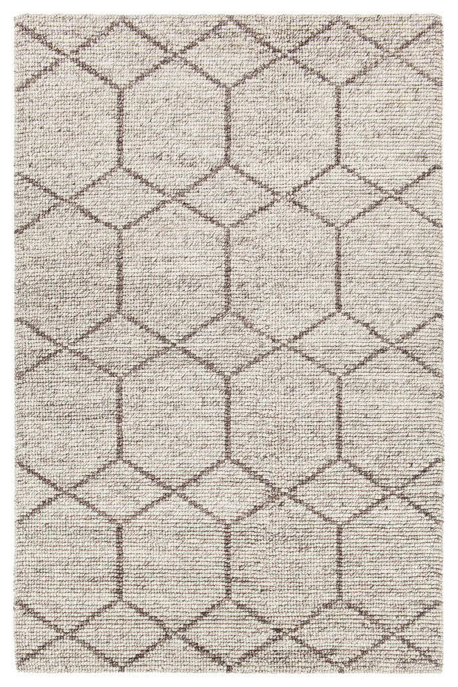 Slone Handwoven Contemporary Rug, Silver, Rectangular 9''x13''