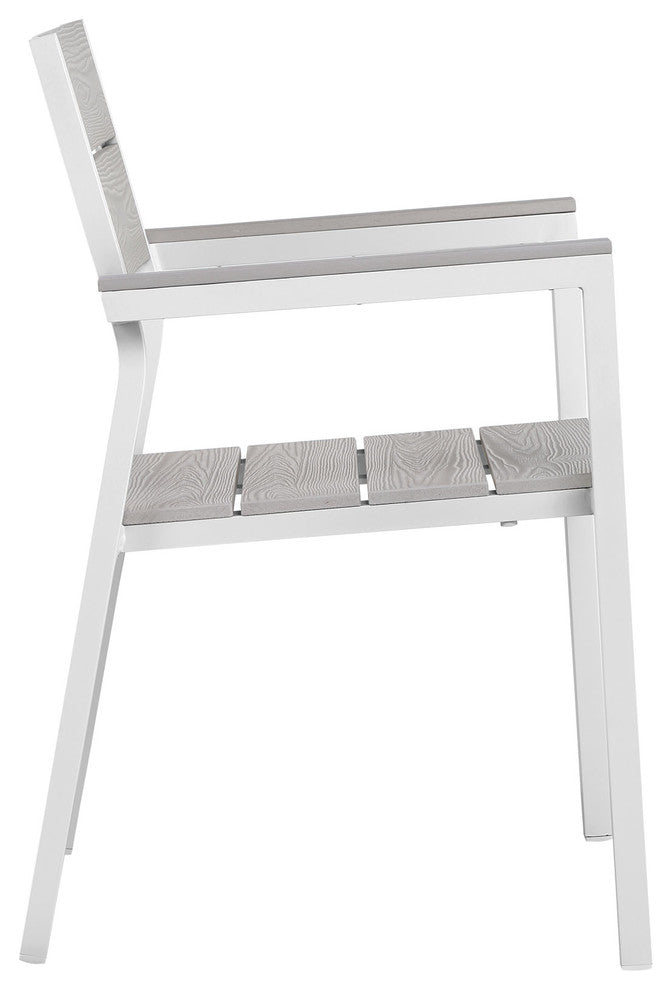 Modway Maine outdoor Patio Dining Armchairs, Set of 2, White Light Gray