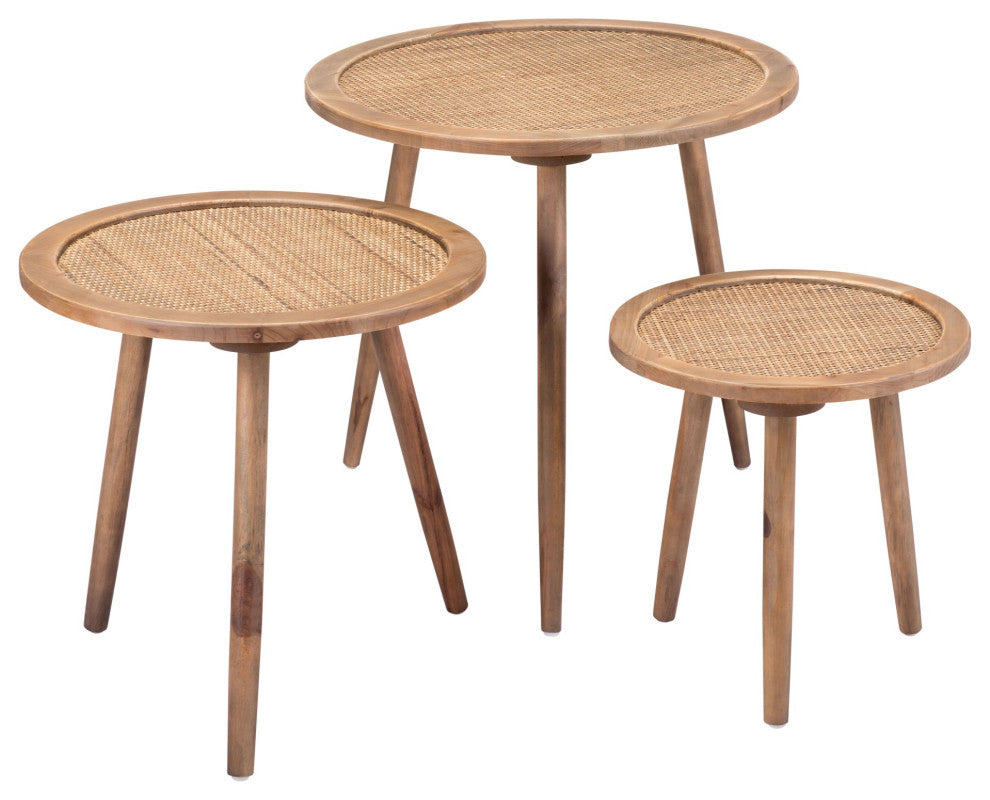 Sofa Side Table, Round, Wood, Natural, Mid Century Lounge Lobby Hospitality