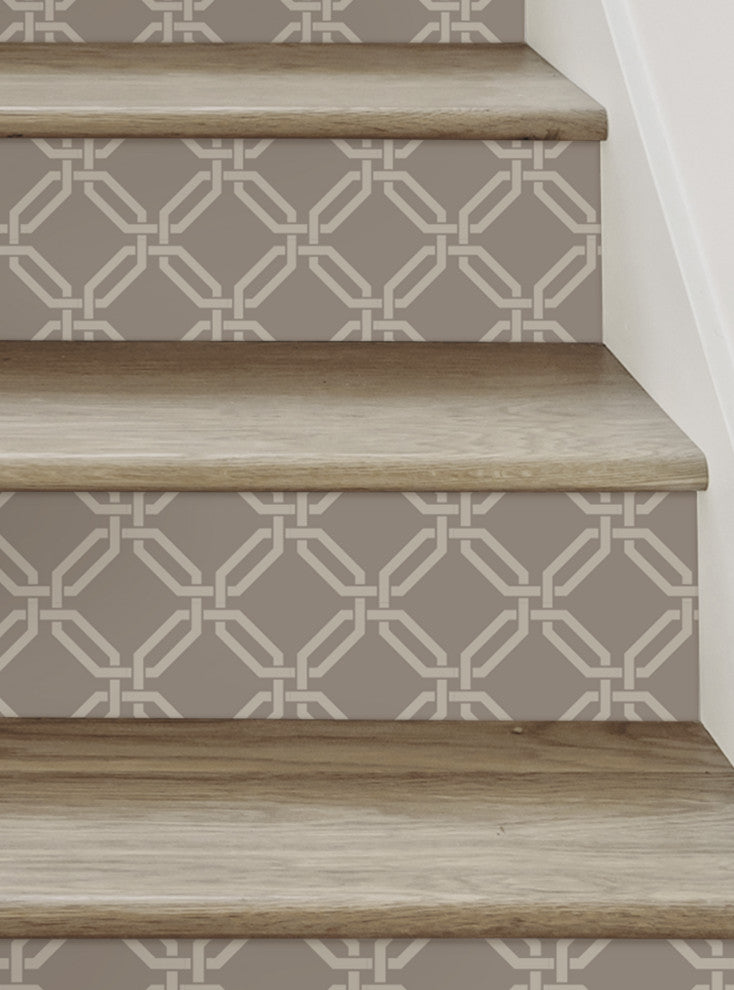 Octagon Links Peel and Stick Stair Riser Strips, Warm Grey, 48"w X 7"h, 6 Pack