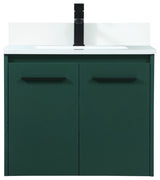 Home Living 24" Single Bathroom Vanity, Green With Backsplash