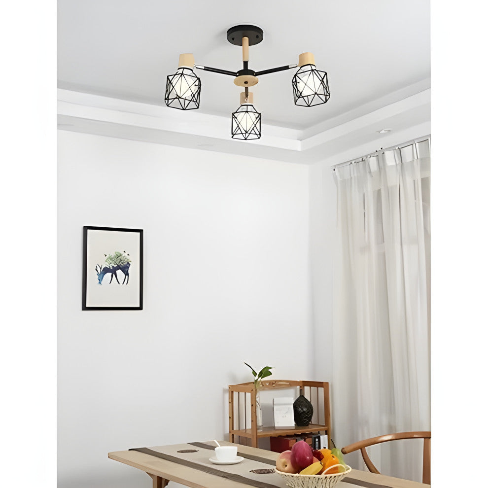 Lancy | Modern Creative Wooden Ceiling Chandelier for Living Room, Bedroom, White, 3 Lights