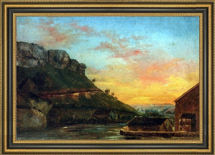 Gustave Courbet Valley of the Loue Framed Premium Canvas Print, 16"x24"