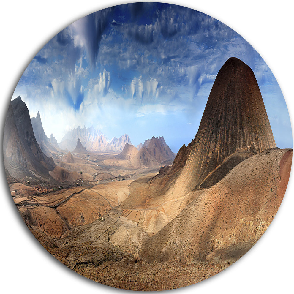 Mountain Scenery Panorama, Landscape Photo Round Wall Art, 11"