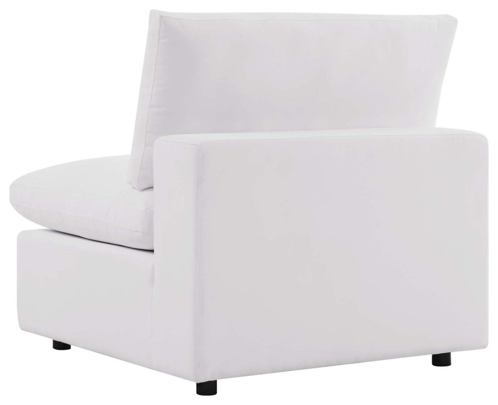 Modular Lounge Sofa Middle Chair, White, Modern, Outdoor Patio Hospitality