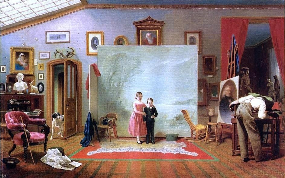 Thomas Le Clear Interior with Portraits, 18"x27" Gallery Wrapped Canvas Print