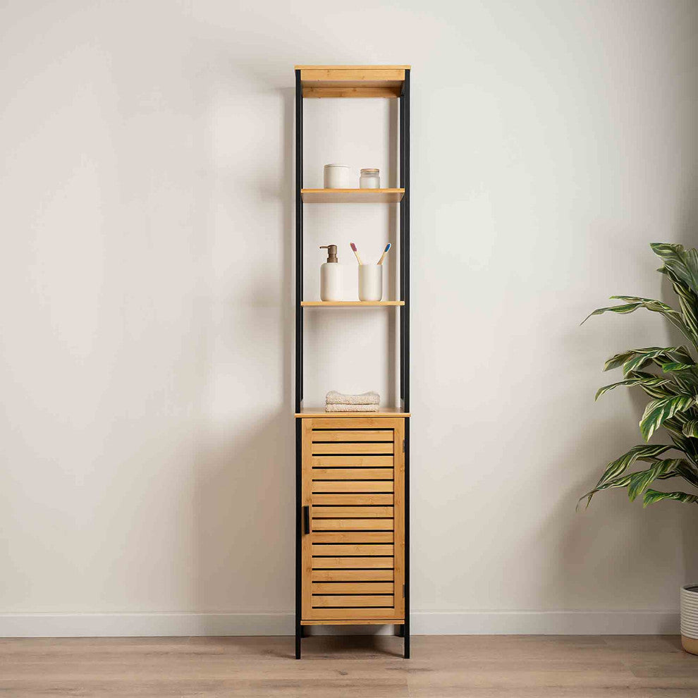 Tall Bathroom Storage Cabinet, Slim Linen Cabinet for Bathroom Organization, Cebu