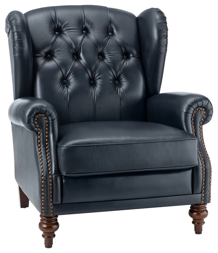 33" Wide Genuine Leather Armchair, Navy