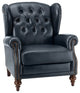 33" Wide Genuine Leather Armchair, Navy