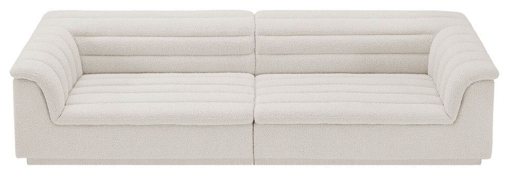 Cascade Upholstered Modular Sofa, Cream, Boucle Fabric, Straight Sofa
