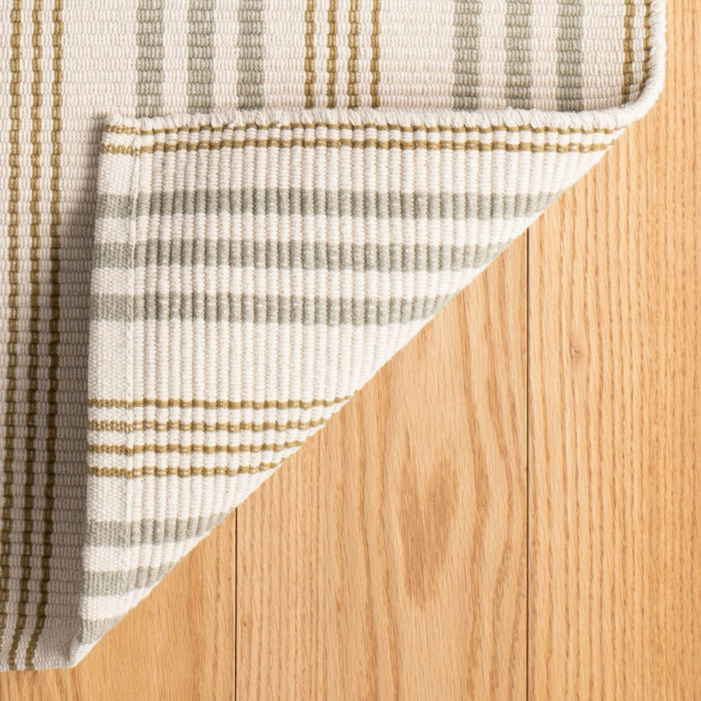 Dash & Albert Olive Branch Handwoven Cotton Rug, Natural, Runner-2'6" x 8'