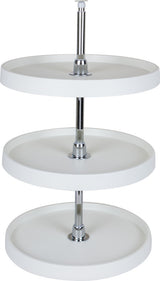 18" Diameter Round Plastic Lazy Susan Set,Chrome Hubs, Chrome Mounting Hardware