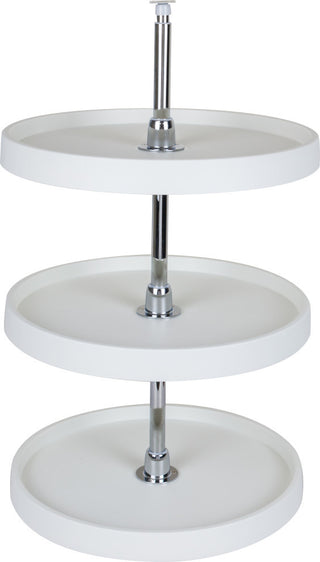 18" Diameter Round Plastic Lazy Susan Set,Chrome Hubs, Chrome Mounting Hardware