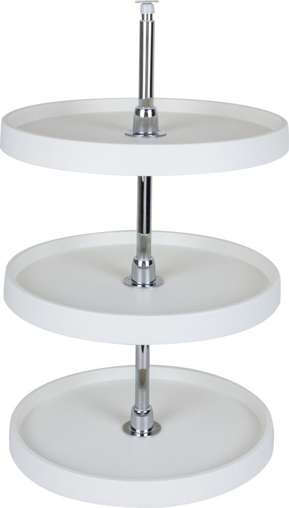 18" Diameter Round Plastic Lazy Susan Set,Chrome Hubs, Chrome Mounting Hardware