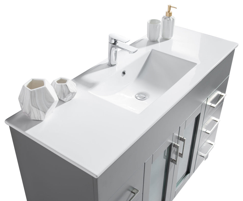 Laviva 31321529-48G-CB 48" Grey Bathroom Vanity w/ Ceramic Basin Countertop