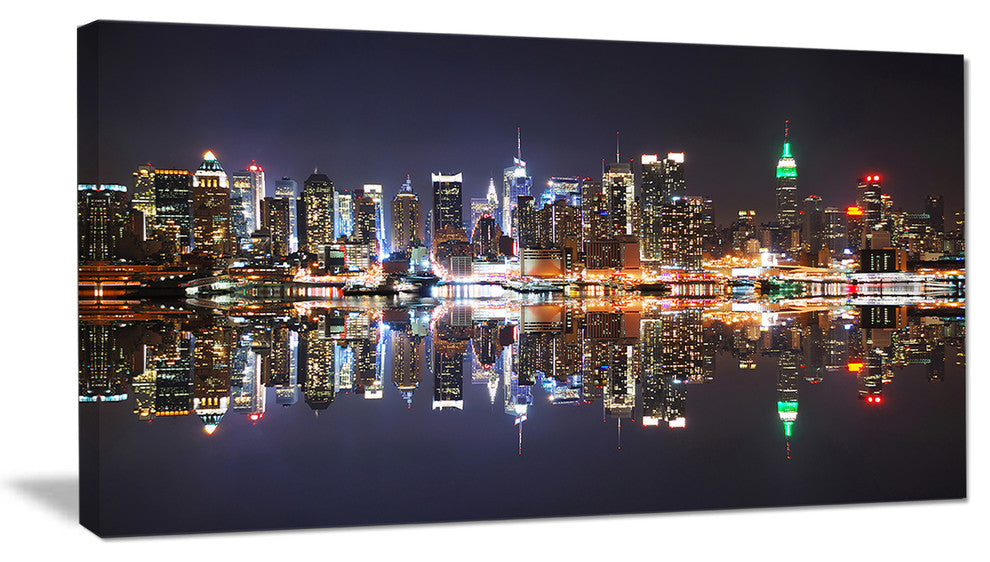 "New York City Skyscrapers in Blue Shade" Canvas Print32"x16"