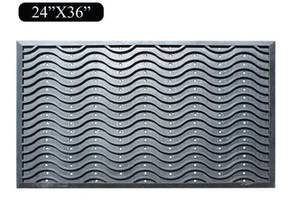 Wavy 100% Rubber Clean Step Scraper Doormat, 24"x36"