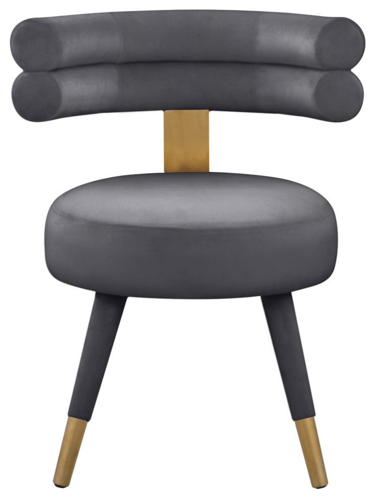 Fitzroy Velvet Upholstered Dining Chair (Set of 2), Gray