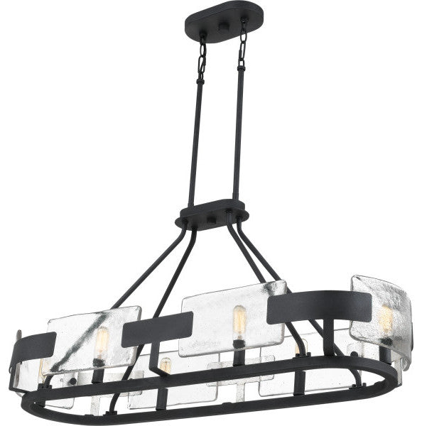 Quoizel STM638BA Six Light Island Chandelier, Royal Ebony Finish