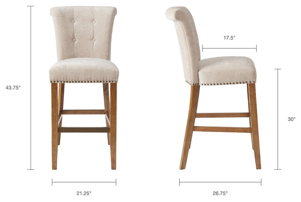 Madison Park Colfax Counter Stool Bar Height Stools, Cream
