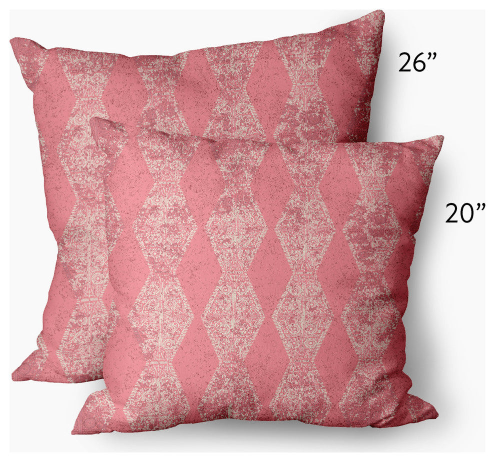 Pyramid Stripe Decorative Throw Pillow, Pink, 26x26"