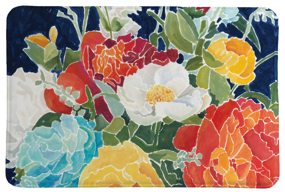 Laural Home Midnight Floral Memory Foam Rug