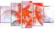 Large Red Fractal Circles, Large Floral Canvas Art Print, 60"x32", 5 Panels