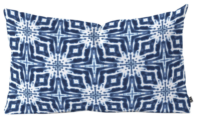 Jacqueline Maldonado Watercolor Shibori Indigo Oblong Throw Pillow, 23"x14"
