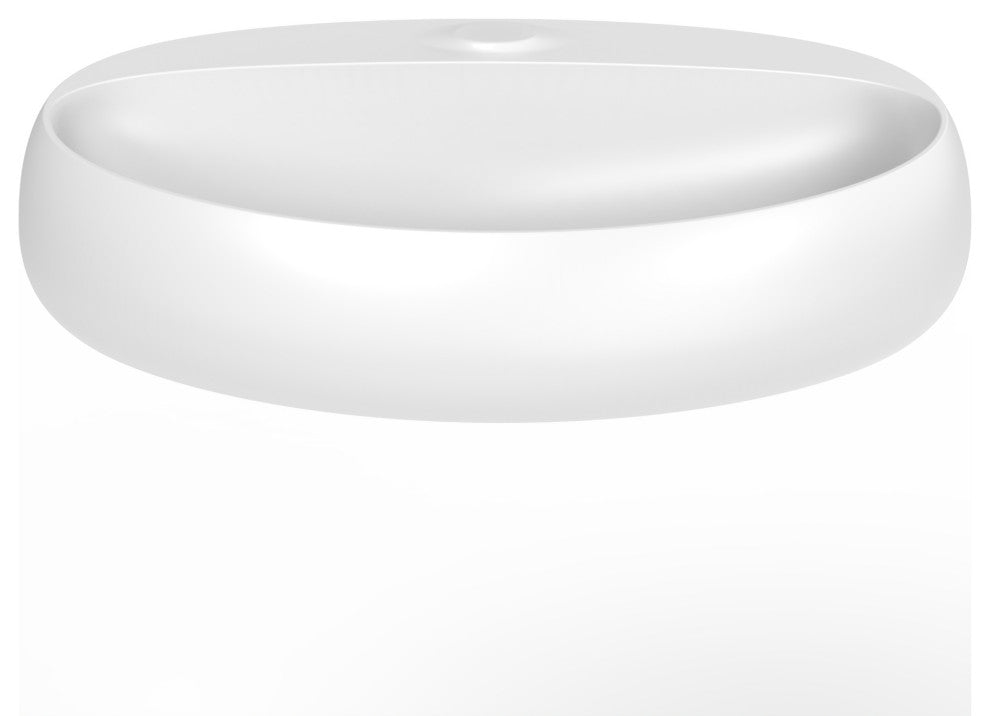CastelloUSA Rosaria 24" Wall Mounted Porcelain Sink, Matte White, No Faucet Hole