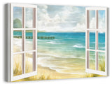 Open Windows to Beach Paradise 32x48 Canvas Wall Art
