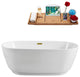 71" Streamline N562GLD Soaking Freestanding Tub and Tray With Internal Drain