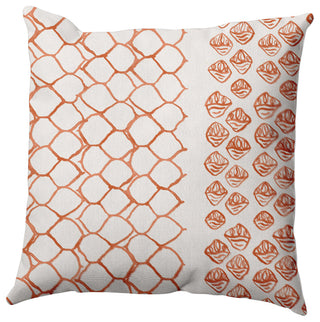 Honeycomb Split Rug Outdoor Pillow, Orange, 14"x20"