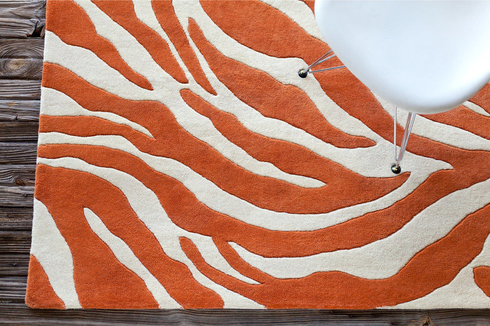 Stella Contemporary Area Rug, Orange and White, 5'x7'6"
